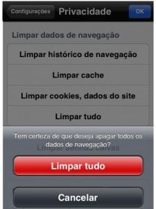 Limpar dados navegação chrome