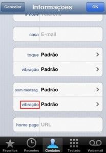 vibração iphone