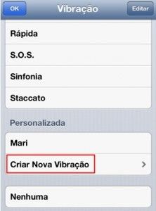 vibração iphone personalizada