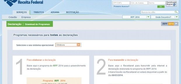 Programa Imposto de Renda 2014 já está disponível para download