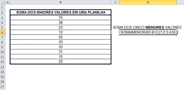 DICA PARA SOMA DE NÚMEROS MENORES DA PLANILHA