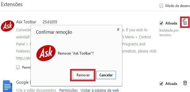 Passo-a-passo de como desinstalar Ask do Google Chrome