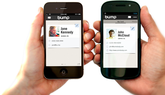 Aplicativo para celular "Bump"