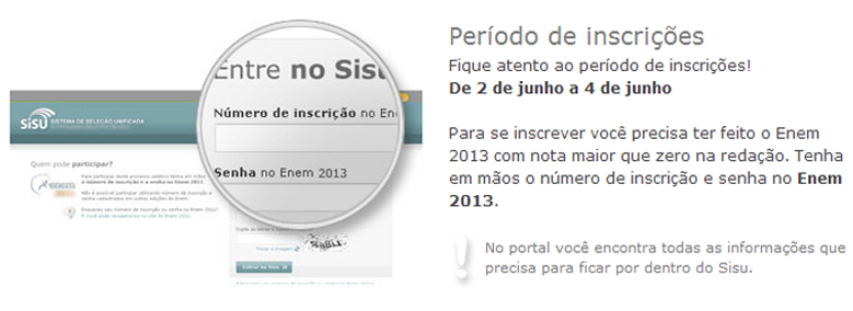 Inscrições Sisu 2014