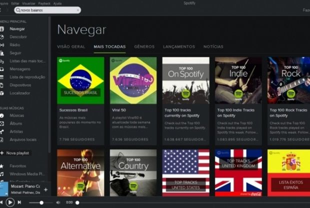 Serviço streaming para escutar musicas online, 'Spotify'