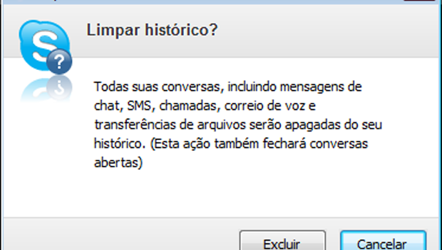 Como apagar histórico do Skype