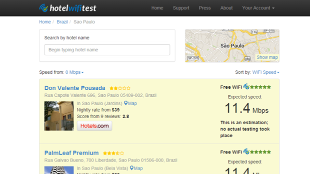 Site ‘Hotel Wi-Fi Test’ te ajuda a escolher em qual fazer reservar pela qualidade do sinal