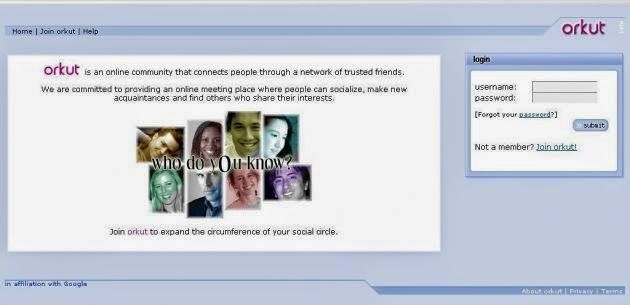Página antiga do "Orkut login" Página antiga do "Orkut login"