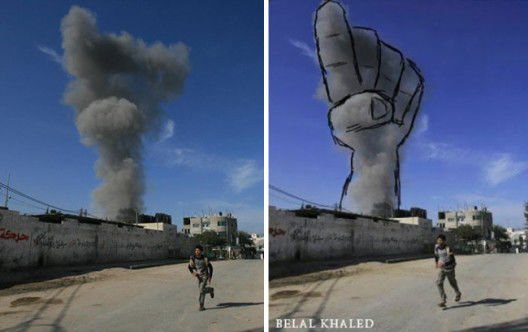 Em fotos criativas, designers recriam o que acontece na Palestina quando uma bomba explode