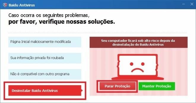 passo três remover baidu antivírus do pc