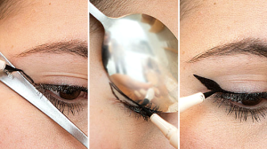 Passo a passo mostra como fazer a maquiagem dos olhos usando uma colher