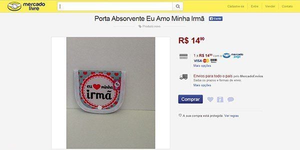 Porta absorvente “Eu amo minha irmã”